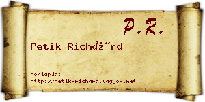 Petik Richárd névjegykártya