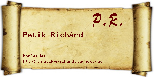 Petik Richárd névjegykártya